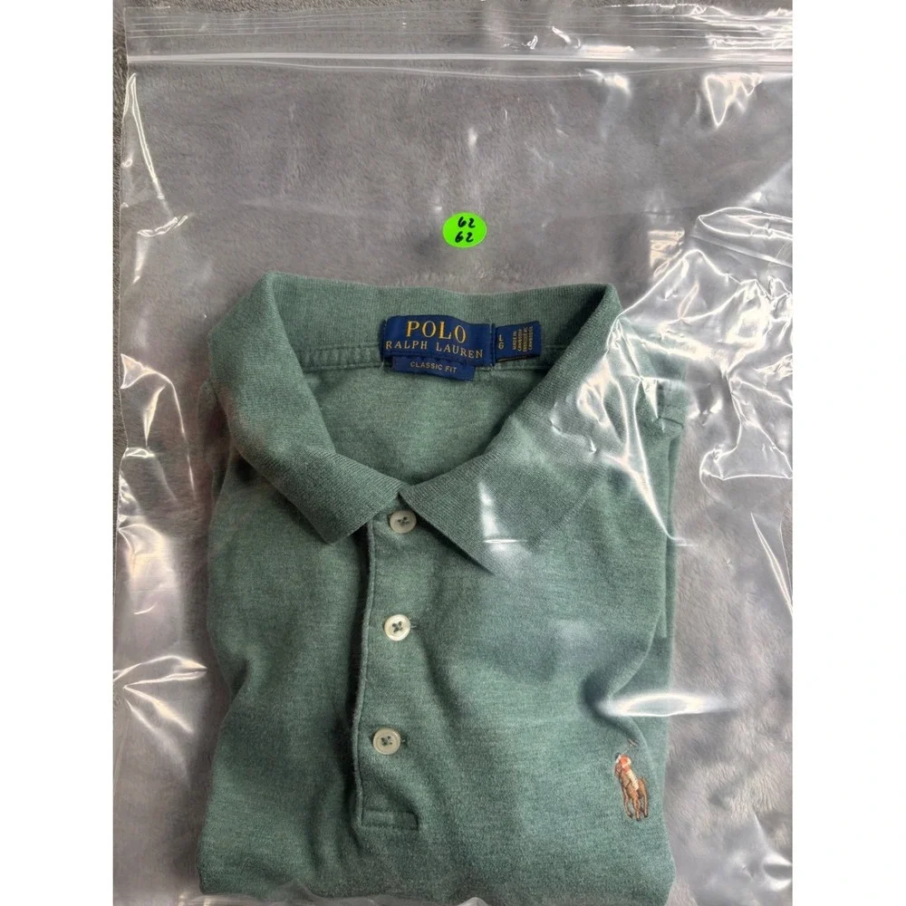 Polo Ralph Lauren Classic Fit Men Size L Heather Green Short Sleeve Shirt